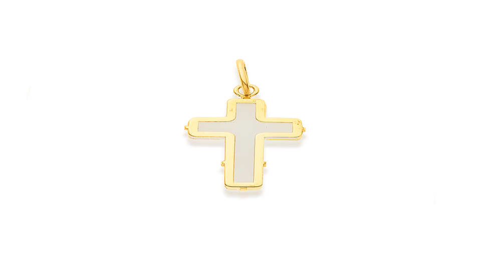 9ct, Mother Of Pearl Cross Charm in White | Goldmark (NZ)