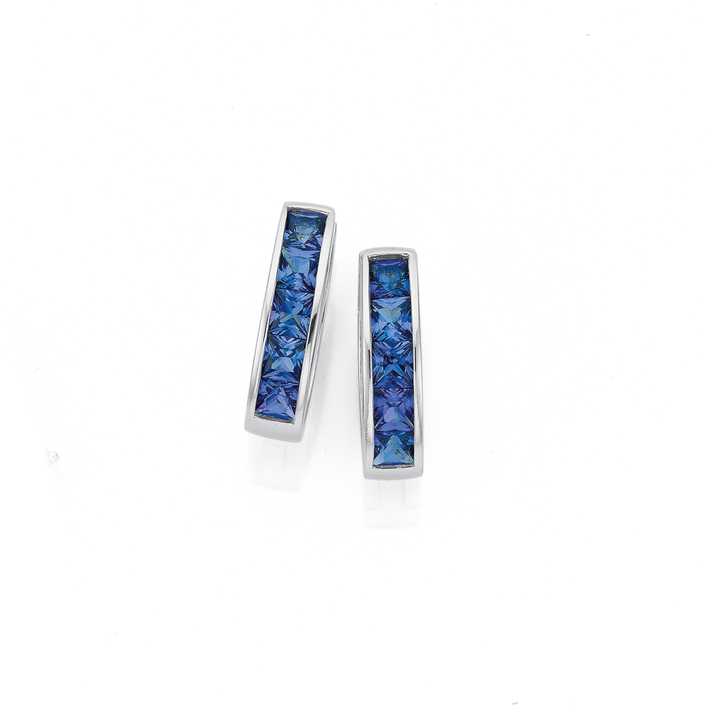 Blue sapphire outlet huggie earrings