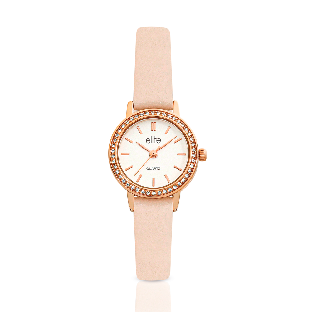 Elite Ladies Blush Leather Strap in Rose Goldmark NZ