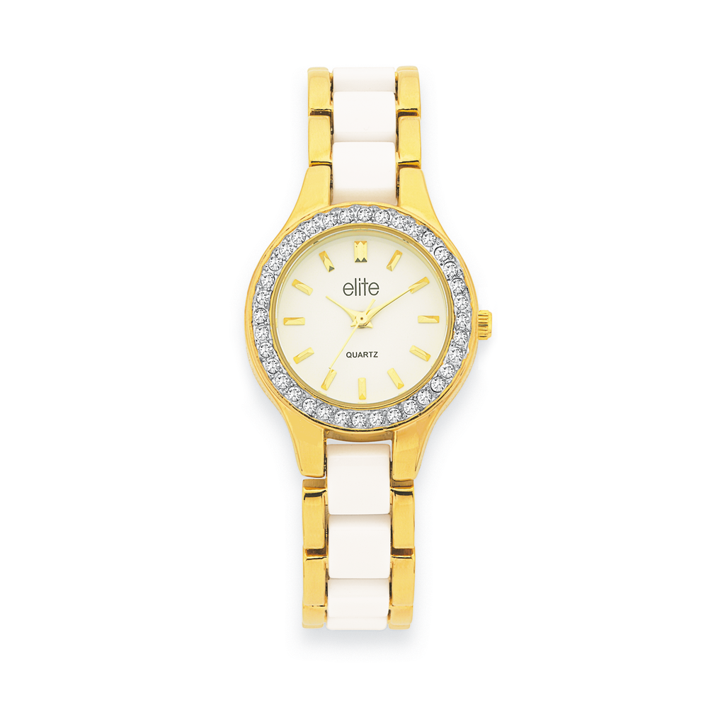 Elite ladies rose tone watch best sale