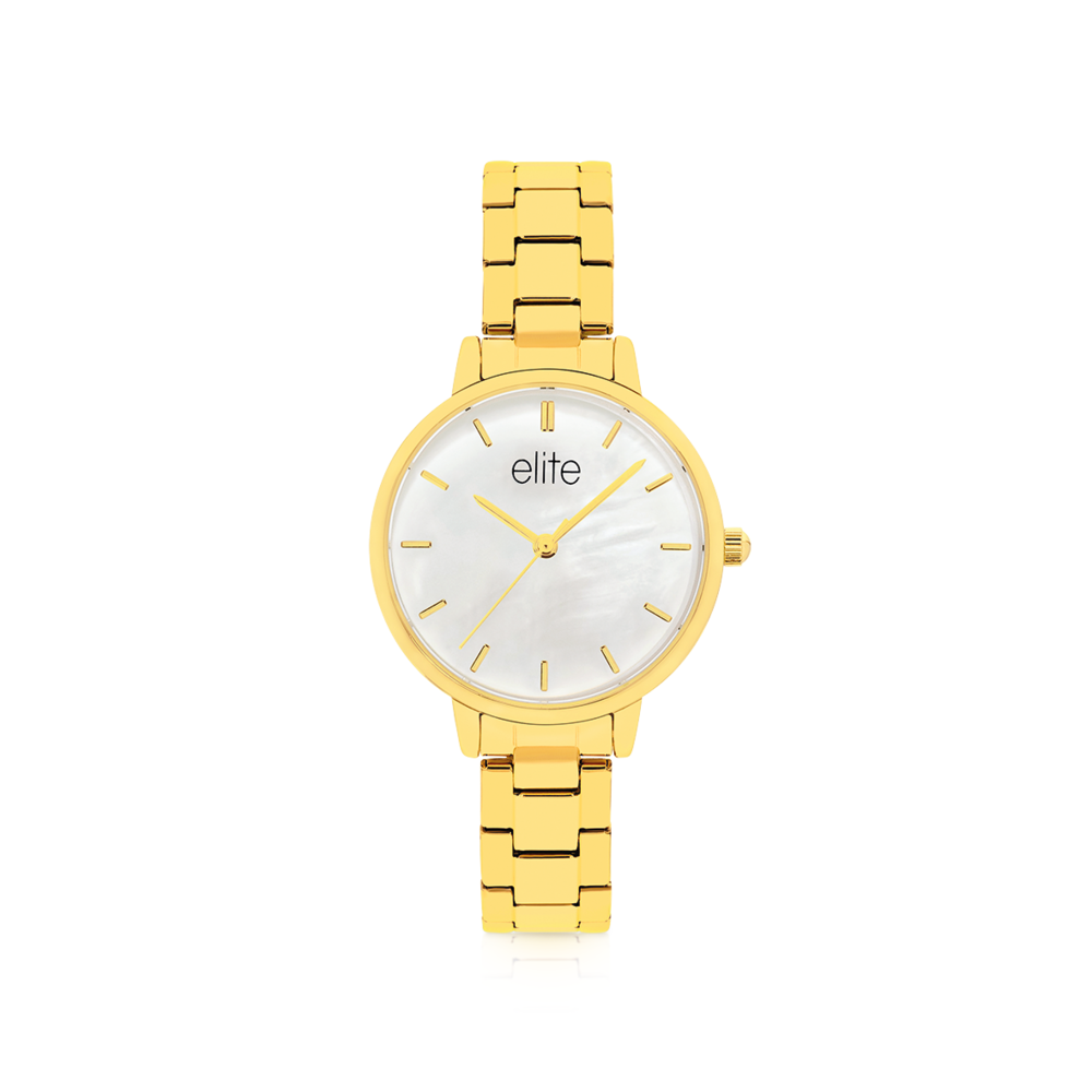 Elite ladies clearance gold tone watch