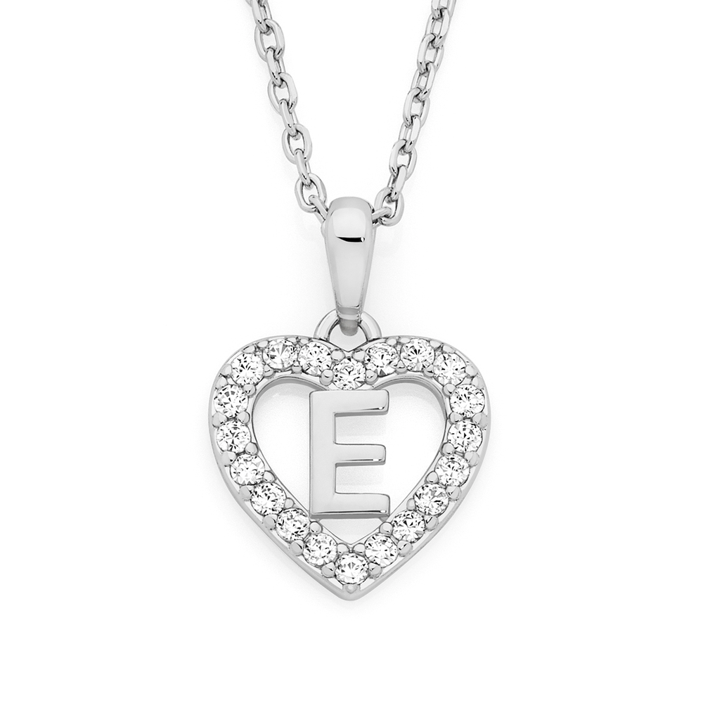 Initial e deals necklace silver