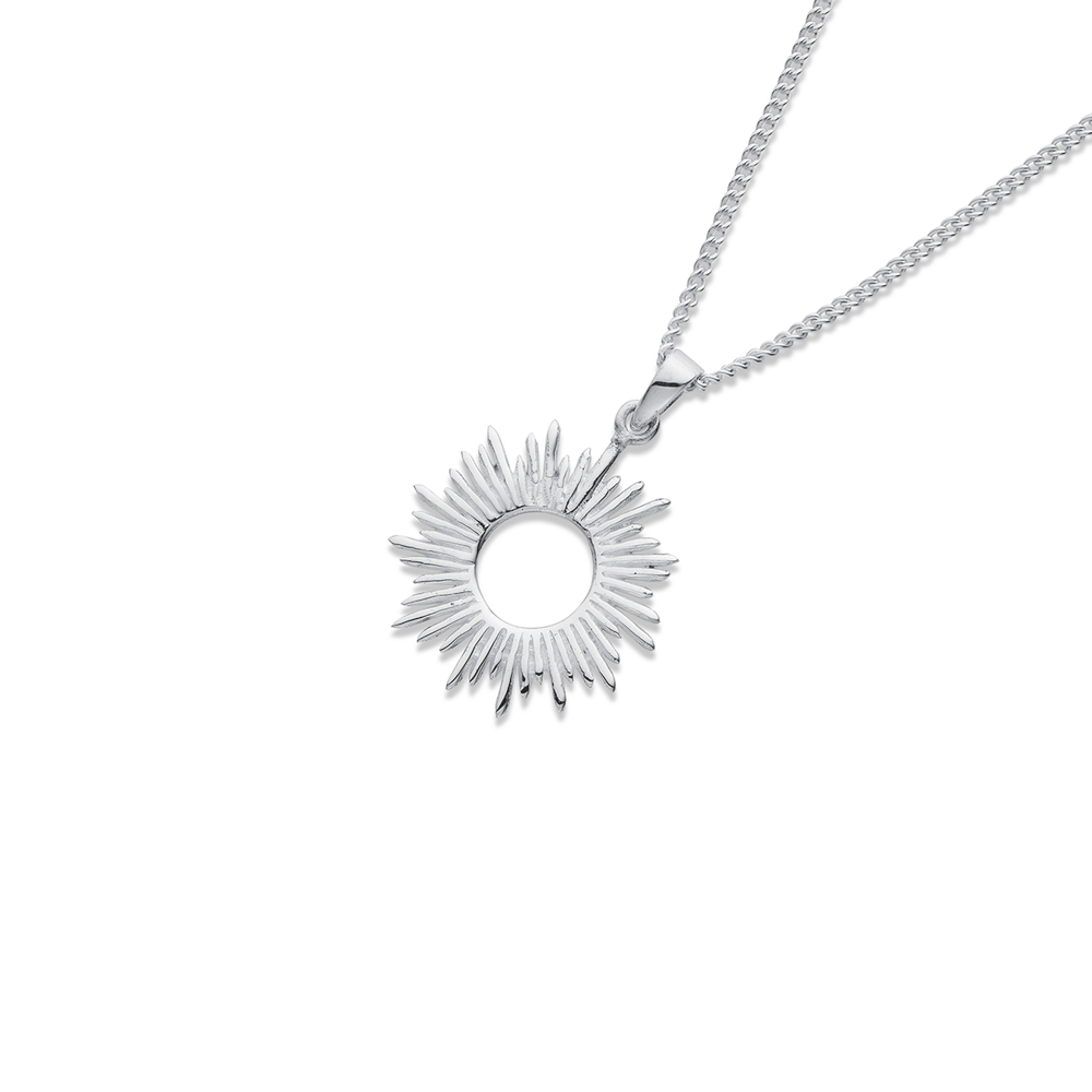 Sterling Silver Large Bursting Sun Necklace, Silver Necklace, Sunshine  Necklace | eBay